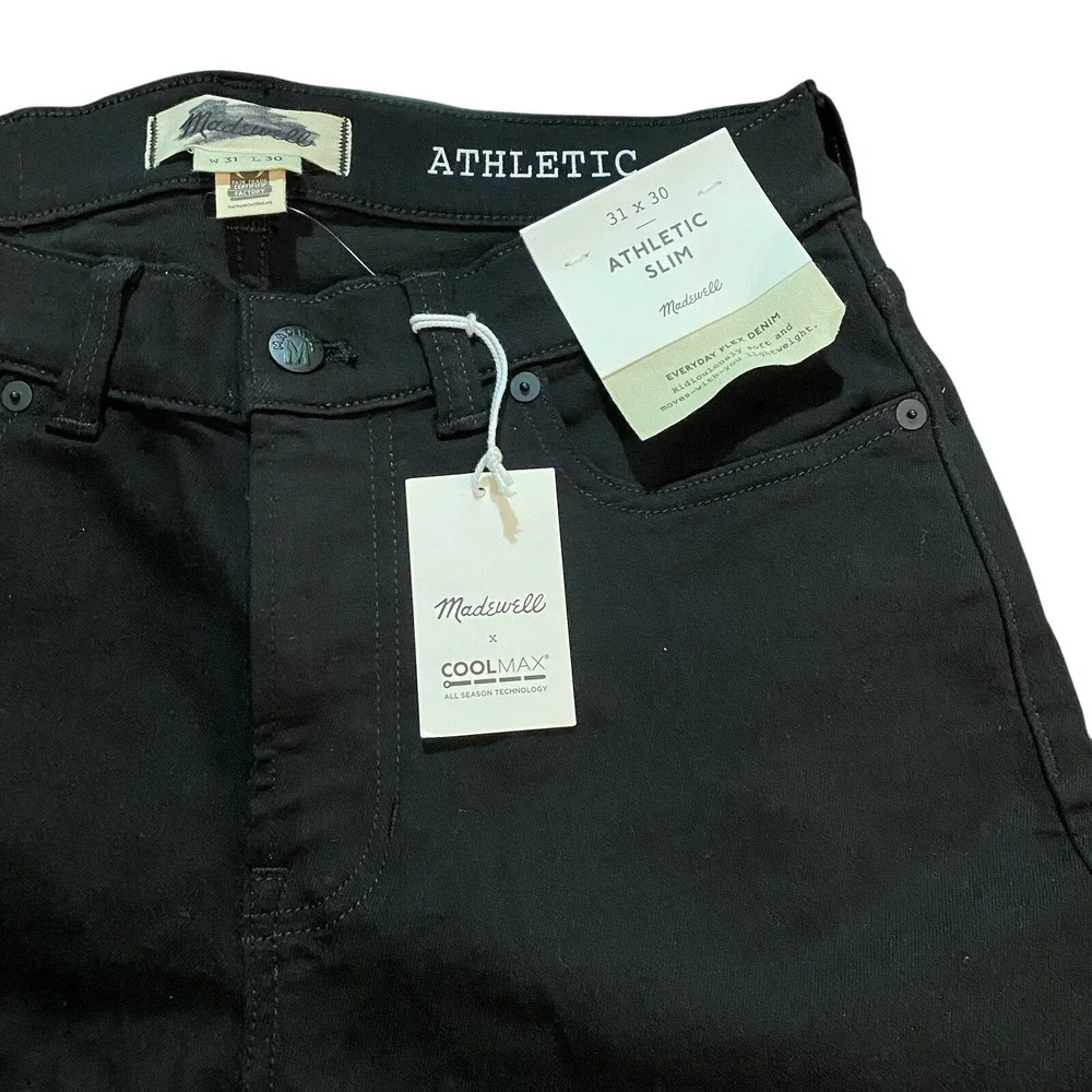 Madewell NWT Men's Athletic Slim Jeans Cool max Denim Black 31x30 - Picture 10 of 11